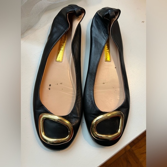 Rupert Sanderson Vedette Leather Buckle Ballet Flats 37 - Picture 2 of 8